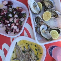 Frutti di Mare da Nitto - Fresh octopus salad, oysters, and delicious fish marinated in chilies and olive oil.