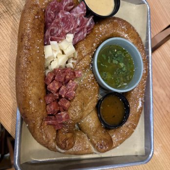 Burning Barrel Brewing and Spirits - Bavarian Charcuterie Pretzel - Cocktail Bars Near Me - Placerville, California Burning Barrel Brewing and Spirits - Bavarian Charcuterie Pretzel - Cocktail Bars Near Me - Placerville, California