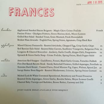 Frances - New American Near Me - San Francisco, California