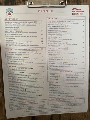 Menu photo 7 Alpenrose Vail Vail, CO
