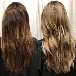 Before and after, this is the first process on a guest wanting to go lavender/silver
