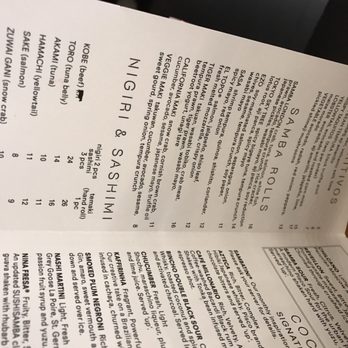 Sushisamba - Sushi portion of menu - Asian Fusion Near Me - London, XGL