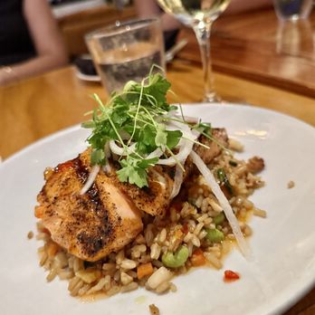 The River Oyster Bar - Grilled Sweet & Spicy King Salmon - Seafood Near Me - Miami, Florida The River Oyster Bar - Grilled Sweet & Spicy King Salmon - Seafood Near Me - Miami, Florida