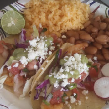 Twisted Tacos - Shrimp Taco plate served with rice and beans. - Food Trucks Near Me Twisted Tacos - Shrimp Taco plate served with rice and beans. - Food Trucks Near Me
