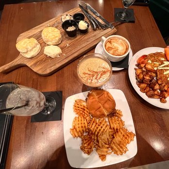 Antilogy - Biscuit board with a hot honey sauce, butter, and a cinnamon butter. Cold brew Espresso Martini (Non Alcoholic) - New American Near Me - Greenwood, Indiana Antilogy - Biscuit board with a hot honey sauce, butter, and a cinnamon butter. Cold brew Espresso Martini (Non Alcoholic) - New American Near Me - Greenwood, Indiana
