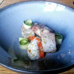 I Cook - Porc cuit 24h à basse temperature, burrata et courgettes fumées.