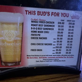 Eischen's Bar - Menu - Bars Near Me - Okarche, Oklahoma