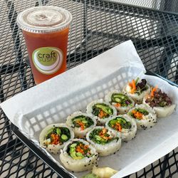 Craft Sushi - Build-your-own style veggie sushi roll with a sesame soy wrap.