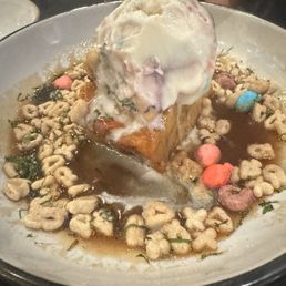 )Under the cotton candy) bread pudding dessert )Under the cotton candy) bread pudding dessert