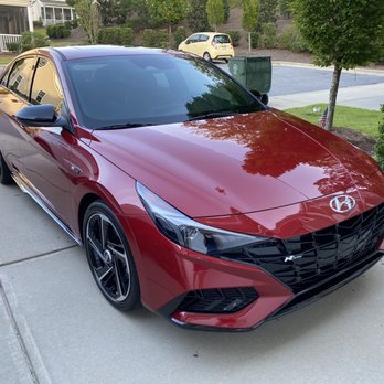 Top Edge Window Tinting - Full tint 2022 Elanta N-Line. - Car Window Tinting Near Me - Cary, North Carolina Top Edge Window Tinting - Full tint 2022 Elanta N-Line. - Car Window Tinting Near Me - Cary, North Carolina