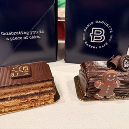 French Opera Cake Slice and Holiday Chocolate Mini French Roll Cake French Opera Cake Slice and Holiday Chocolate Mini French Roll Cake