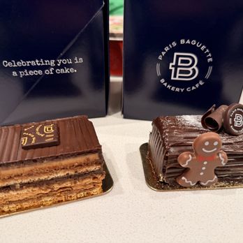 Paris Baguette - French Opera Cake Slice and Holiday Chocolate Mini French Roll Cake - Bakeries Near Me - Rockville, Maryland Paris Baguette - French Opera Cake Slice and Holiday Chocolate Mini French Roll Cake - Bakeries Near Me - Rockville, Maryland