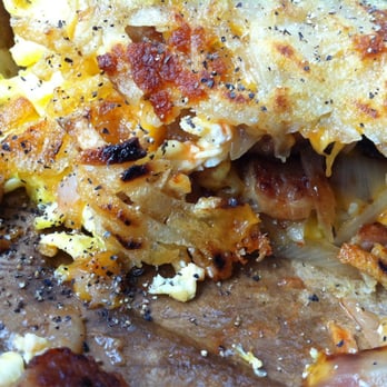 Art's Cafe - Hash Brown Sandwich w/Sausage, Scrambled Eggs, Cheese (Inside Look) - Diners Near Me - San Francisco, California Art's Cafe - Hash Brown Sandwich w/Sausage, Scrambled Eggs, Cheese (Inside Look) - Diners Near Me - San Francisco, California