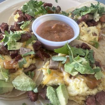 Donny's Breakfast Spot - 4 breakfast tacos w/ house sauce. - Breakfast & Brunch Near Me - Sherman Oaks, California Donny's Breakfast Spot - 4 breakfast tacos w/ house sauce. - Breakfast & Brunch Near Me - Sherman Oaks, California
