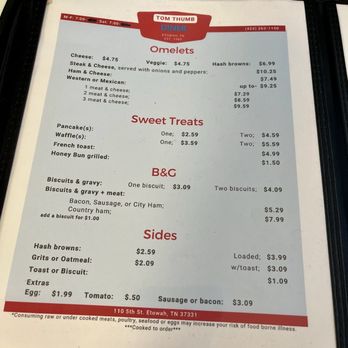 Tom Thumb Diner - Menu - Breakfast & Brunch Near Me - Etowah, Tennessee