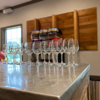 Wolf Creek Plantation - wine glasses lined up on a bar - Wineries Near Me - Americus, Georgia