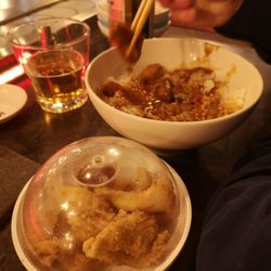 Yo! Sushi - Meatless chicken katsu curry, and spicy pepper squid