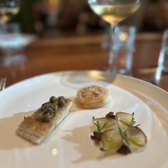 Lilac - Dover sole, scallop, chanterelles, and pearl onion petals - Mediterranean Near Me - Tampa, Florida
