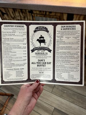 Menu photo 2 Sam's Original Restaurant Fairfield, TX Menu photo 2 Sam's Original Restaurant Fairfield, TX