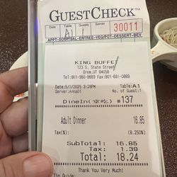 King Buffet - Dinner price.  Excellent price