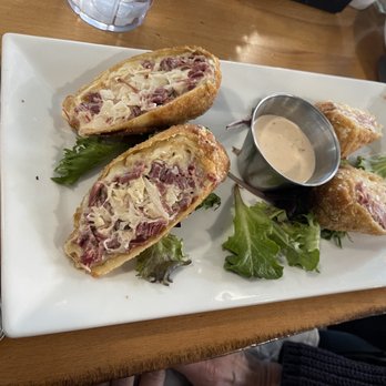 Wally's - Corned Beef Reuben Sandwich (Lunch) done as egg rolls.  Mmmmm - New American Near Me - Surf City, New Jersey