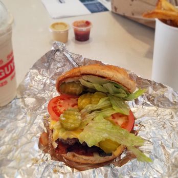 Five Guys - Small cheese with barely noticeable bacon. - Burgers Near Me - Los Angeles, California