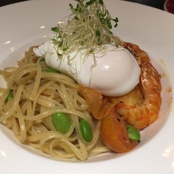 Cedele - Prawn and poached egg on linguine with chilli aglio olio - Cafes Near Me - Hong Kong, HK