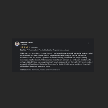 Lincoln Mechanical - Another satisfied customer! Call today to schedule your 5 star experience (973) 988-2019 - Heating & Air Conditioning/HVAC Near Me - Montclair, New Jersey