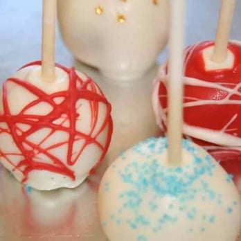 Love Confection - four red, white, and blue cake pops - Desserts Near Me Love Confection - four red, white, and blue cake pops - Desserts Near Me