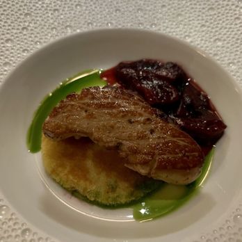 Charleston - Foie Gras with Rhubarb & Strawberry Compote, and a Cornmeal Cake - New American Near Me - Baltimore, Maryland