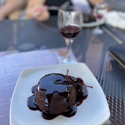 Vintage Escapes Winery - Chocolate lava cake. No hot chocolate in the center, but there is plenty on top of the cake! I paired this with the raspberry dessert wine!