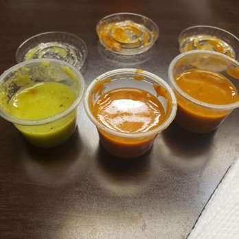 Mas Takos - Green one is the best. The middle one lacked flavor but had a nice little kick. The last one had a smokey taste to it, didn't really like it - Tacos Near Me - Henderson, Nevada Mas Takos - Green one is the best. The middle one lacked flavor but had a nice little kick. The last one had a smokey taste to it, didn't really like it - Tacos Near Me - Henderson, Nevada