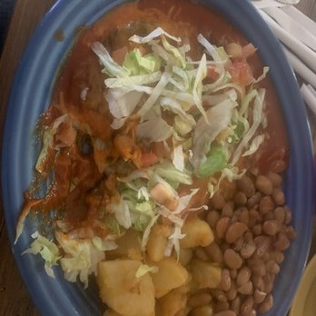 Garcia's Kitchen Express - Red Chili Enchiladas sans Beef - Mexican Near Me - Albuquerque, New Mexico