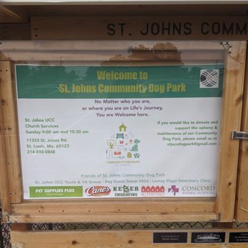 St. John's Community Dog Park - Welcome sign - Dog Parks Near Me - St. Louis, Missouri St. John's Community Dog Park - Welcome sign - Dog Parks Near Me - St. Louis, Missouri