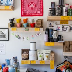 44 North Coffee - Deer Isle cafe shelving and some of the coffee related items for sale.