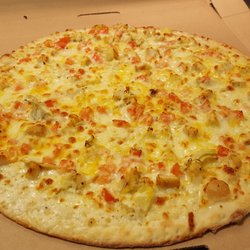 Cecilia's Kitchen All Cuisine - Dip Dish Chicken Artichoke pizza.