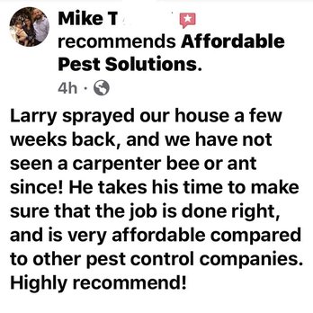 Affordable Pest Solutions - Always great to see customers are satisfied - Pest Control Near Me