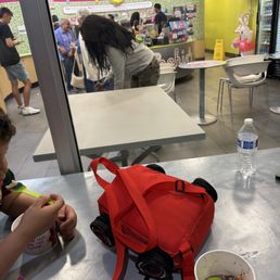 Cleaning up while people are still inside. When we were getting our ice scream they kept staring like hurrying us up Cleaning up while people are still inside. When we were getting our ice scream they kept staring like hurrying us up