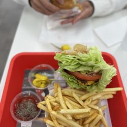 In-N-Out Burger - Protein style extra veggies cheeseburger, Lunch w Mom 12.13.24