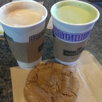 Peet's Coffee - Hot Cafe Latte (4 stars), Hot Green Tea Macha (3 stars) with Vegan Ginger Cookie (4.5 stars) - Coffee & Tea Near Me - Fairfield, California Peet's Coffee - Hot Cafe Latte (4 stars), Hot Green Tea Macha (3 stars) with Vegan Ginger Cookie (4.5 stars) - Coffee & Tea Near Me - Fairfield, California
