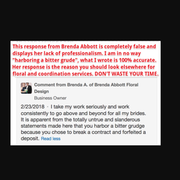 Lack of professionalism. Lack of empathy. Lack of ownership for failures. Brenda Abbott continues to prove that my review was 100% accurate. Lack of professionalism. Lack of empathy. Lack of ownership for failures. Brenda Abbott continues to prove that my review was 100% accurate.