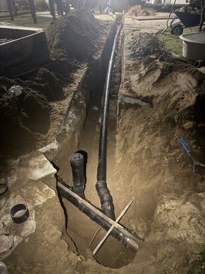 New sewer pipe installed