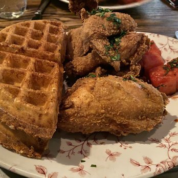 Yardbird - chicken waffles with watermelon - Southern Near Me - Las Vegas, Nevada Yardbird - chicken waffles with watermelon - Southern Near Me - Las Vegas, Nevada