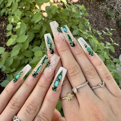 Galaxy Nail Polish - Acrylic with jewelry