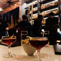 Dead Line - Best popcorn on earth (black butter) + two Black Manhattans.