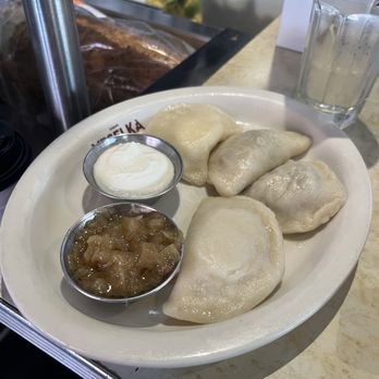 Veselka - Boiled Classic Pierogis (Potato, Cheese, Beef, Mushroom and Sauerkraut) - Ukrainian Near Me - New York, New York