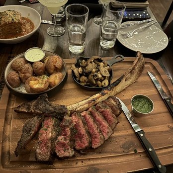 Jillian’s - Tomahawk steak, wild mushrooms, crispy potatoes with rampch (ask them about it) - Caterers Near Me - New Kensington, Pennsylvania Jillian’s - Tomahawk steak, wild mushrooms, crispy potatoes with rampch (ask them about it) - Caterers Near Me - New Kensington, Pennsylvania