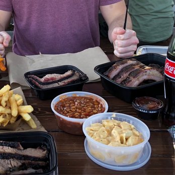Smokin J's BBQ - Pecan Pie Brisket cajun fries regular friesBaby Back Ribs Mac n Cheese Bean Crack Water Coca Cola - Caterers Near Me - Poway, California Smokin J's BBQ - Pecan Pie Brisket cajun fries regular friesBaby Back Ribs Mac n Cheese Bean Crack Water Coca Cola - Caterers Near Me - Poway, California