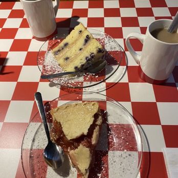 High's Restaurant - Strawberry Rhubarb Pie; Maple Berry Perfection Cake; coffee; tea. March, 2024. - American Near Me - Monterey, Virginia High's Restaurant - Strawberry Rhubarb Pie; Maple Berry Perfection Cake; coffee; tea. March, 2024. - American Near Me - Monterey, Virginia