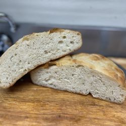 Vault-19 Bakery & Trading Post - Fresh sourdough Focaccia ready to be turned into sandwiches!